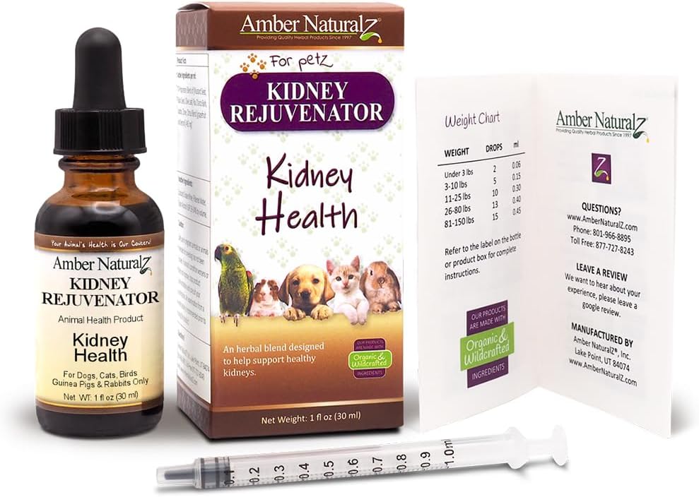 Amber NaturalZ Kidney Rejuvenator - Suplemento Herbal para la Función Renal de Mascotas (30 ml)