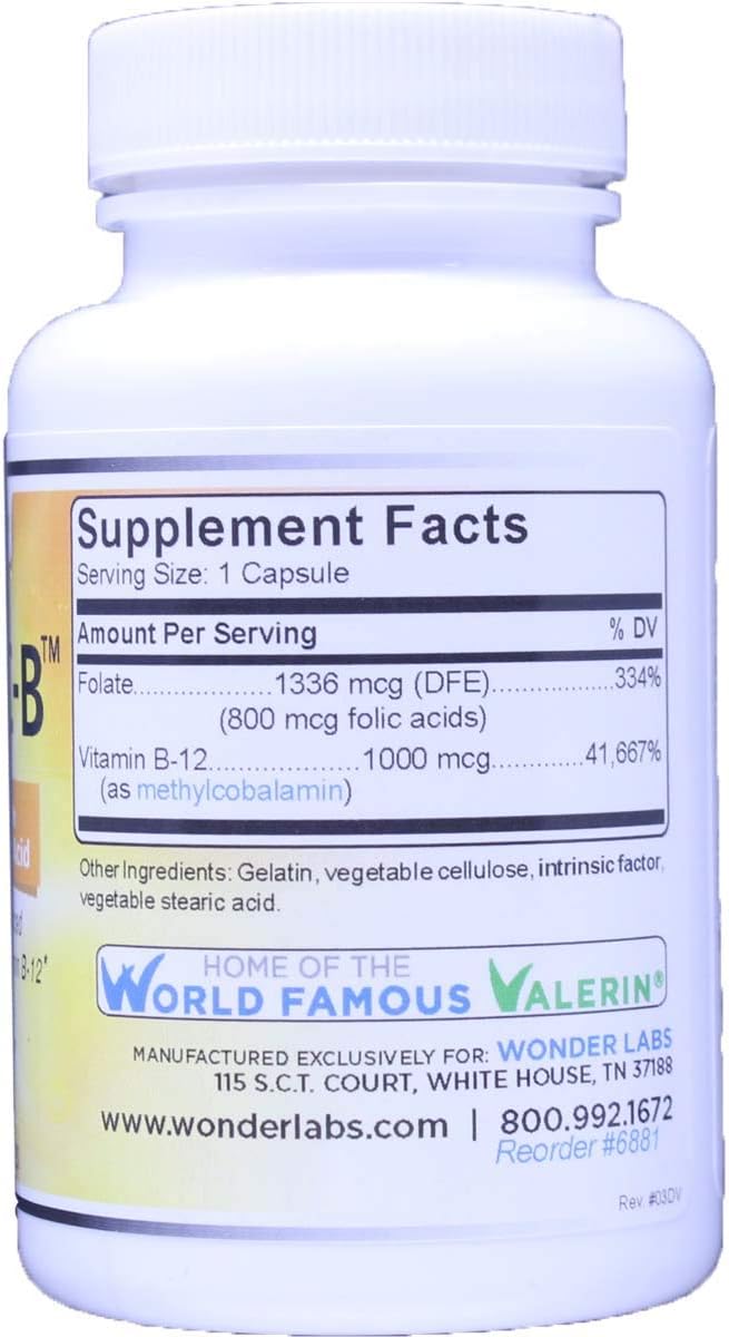 Intrinsic Factor with Folic Acid and Vitamin B12 1000 mcg - 120 Capsules