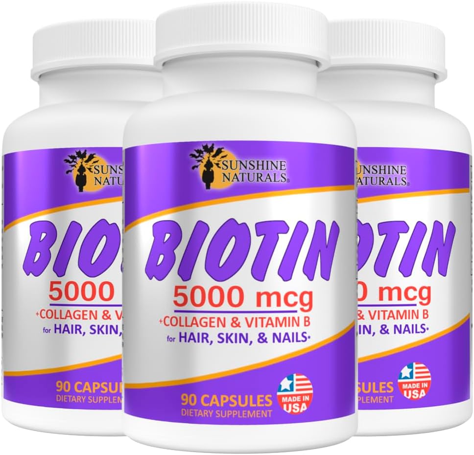 Sunshine Naturals Biotina 5000 mcg - 90 Cápsulas (Pack de 3)