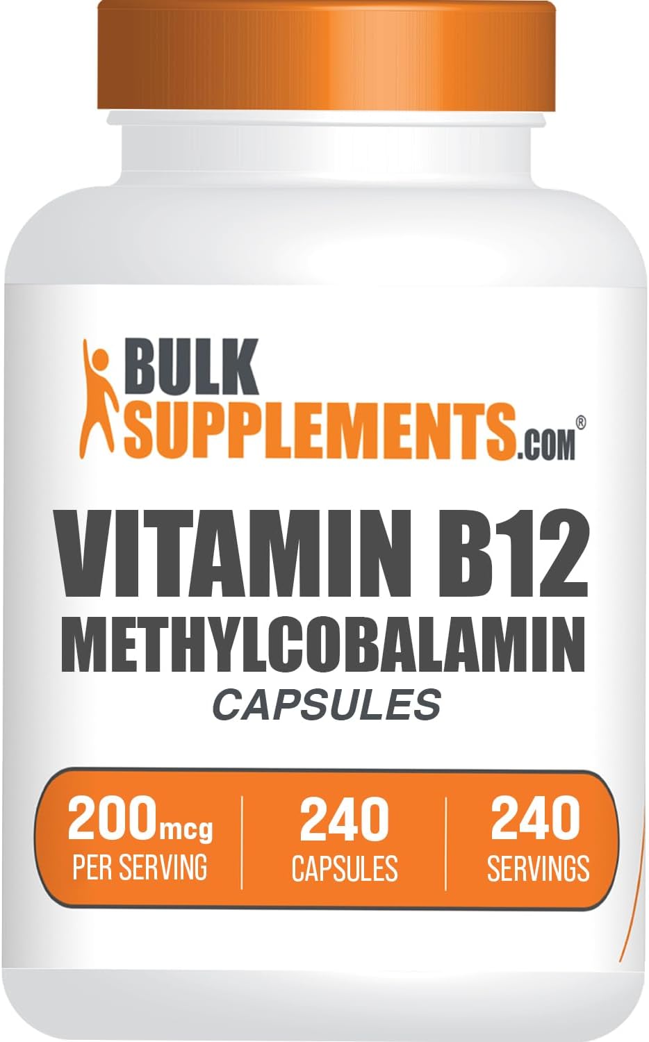 BulkSupplements.com Vitamina B12 Metilcobalamina Cápsulas - 200mcg, 240 Cápsulas