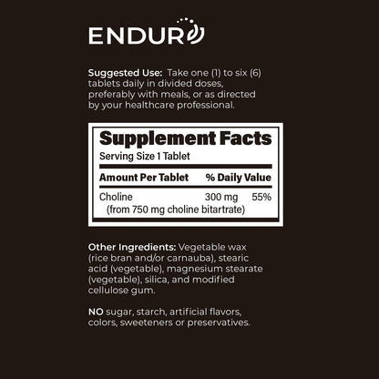 ENDUR Colina L(+) Bitartrato 300 mg – La colina contribuye al mantenimiento de la función hepática normal. – Image 6