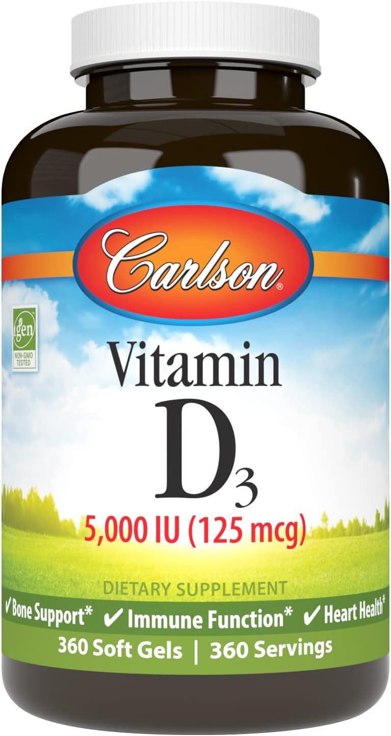 Carlson Labs Vitamina D3 5000 UI - 120 Cápsulas Blandas