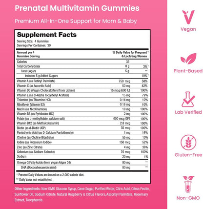 Vitaminas Prenatales en Gominolas con DHA | – Colina: contribuye al metabolismo normal de los lípidos. – Image 4