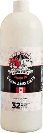 Bunny Punch Aceite Puro de Salmón Atlántico para Perros y Gatos - Complemento Líquido - 946 ml