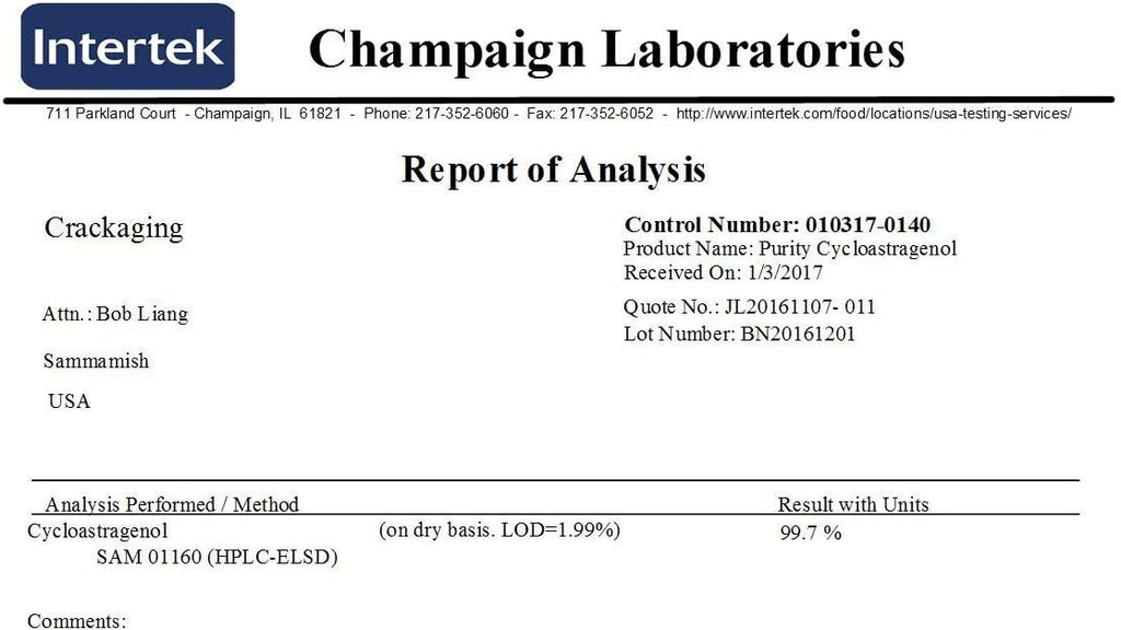 Crackaging Cycloastragenol 98% Apoyo Inmunológico 25mg 30 Cápsulas Vegetarianas
