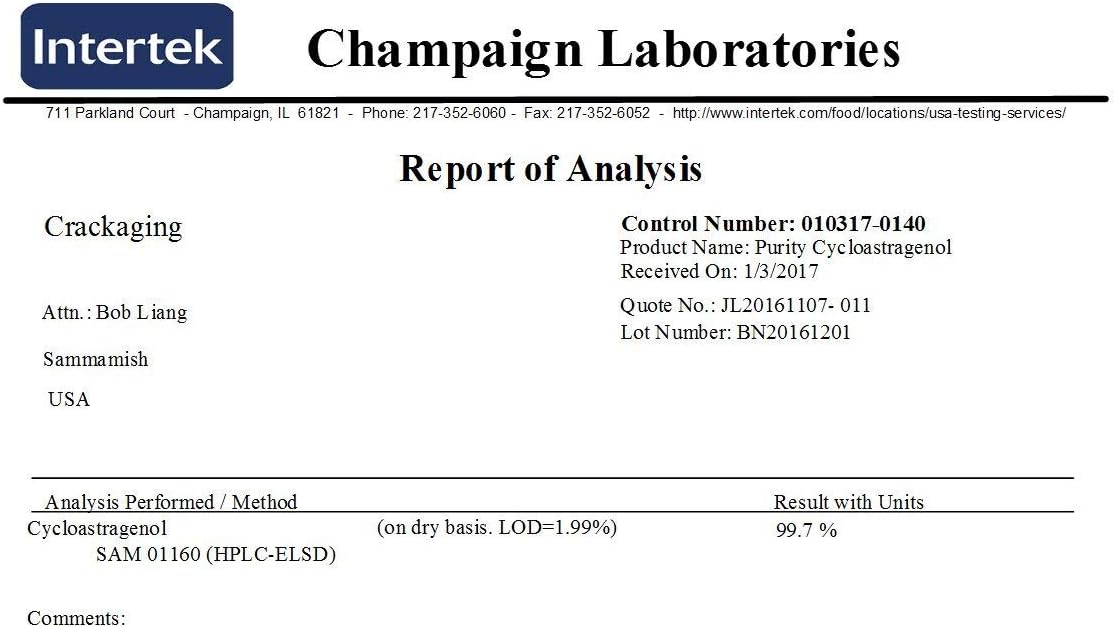 Crackaging Cycloastragenol 98% Apoyo Inmunológico 25mg 30 Cápsulas Vegetarianas