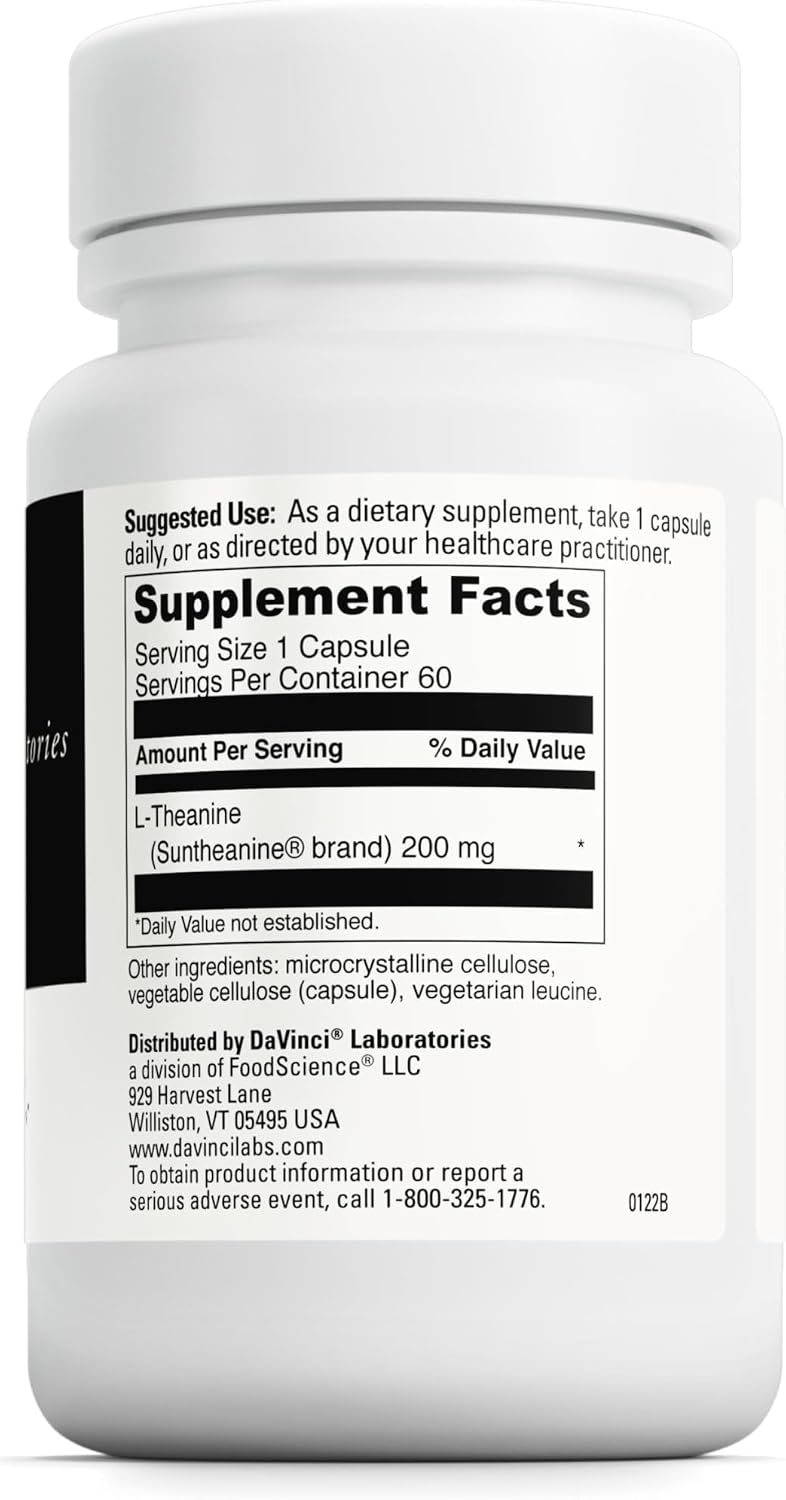DAVINCI Labs L-Teanina - 200 mg por Servicio - 60 Cápsulas Vegetarianas