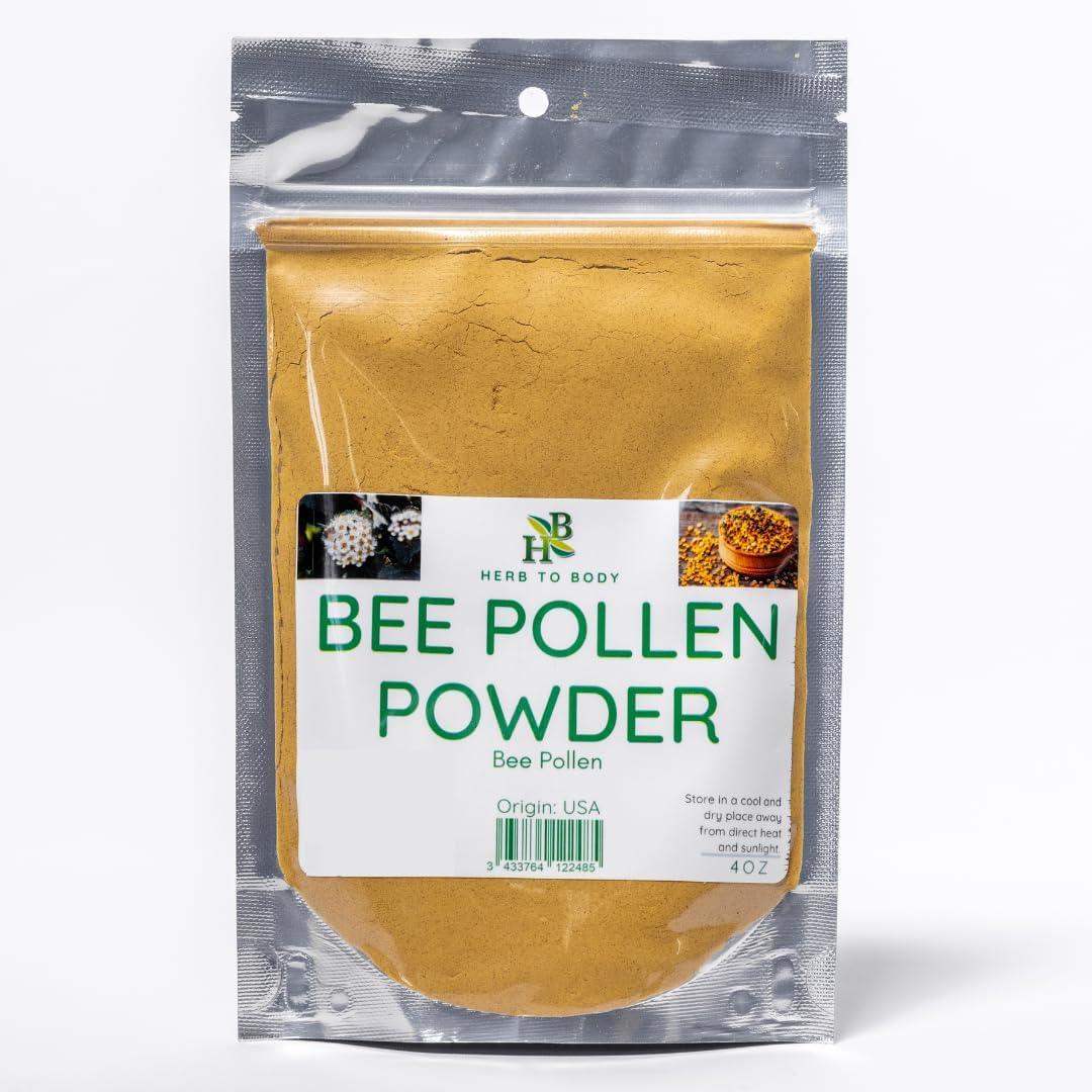 Herb To Body Polen de Abeja en Polvo – 113g (4oz), Superalimento Natural Antioxidante