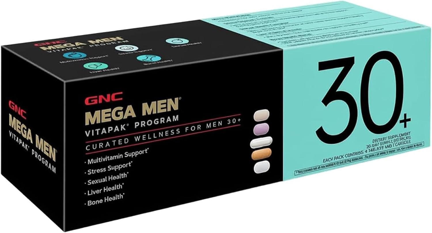 GNC Men's 30+ Vitapak Program - 5 en 1 Multivitamínico y Minerales, 30 Sobres
