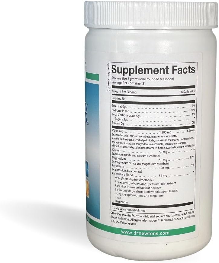 SelfCare+ Dr. Newton's Naturals Super C22 Mezcla Efervescente de Vitamina C en Polvo con 22 Fuentes Naturales – 1500 mg – 252 g