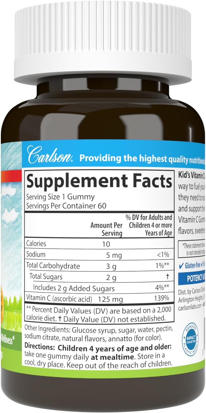 Carlson Labs Kids Vitamin C Gummies, 60 CT – Image 6