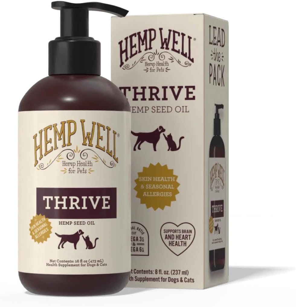 Hemp Well Thrive Oil - Aceite de Cáñamo Orgánico para Perros y Gatos (473 ml)