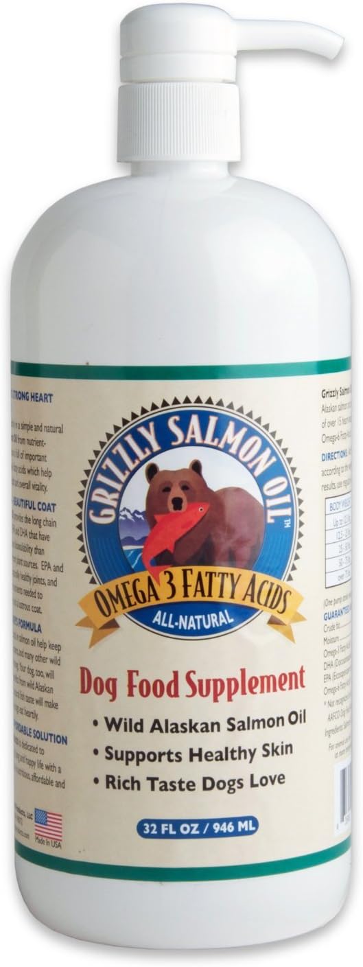 Grizzly Salmon Oil - Aceite de Salmón Salvaje de Alaska para Perros (946 ml)