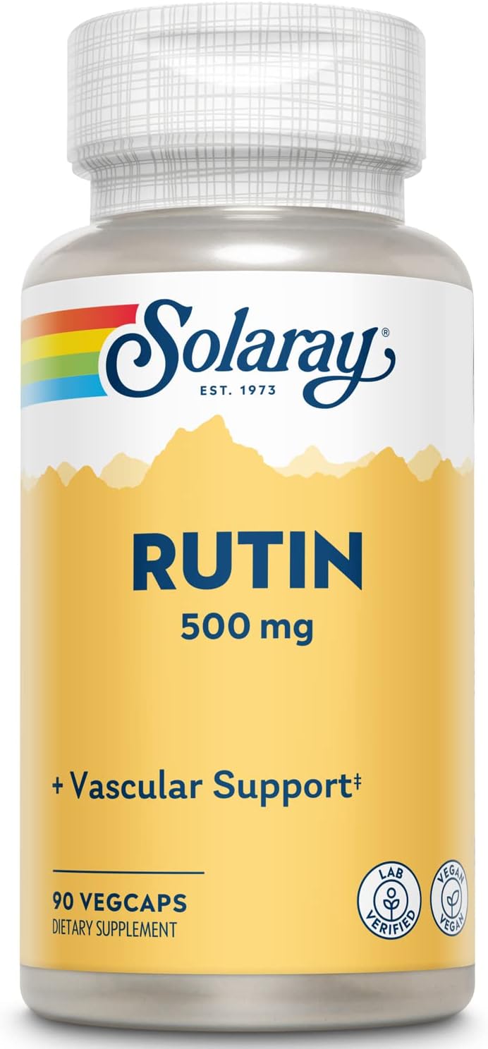 SOLARAY Rutina - 500 mg por ración, Suplemento de Bioflavonoides, Salud Vascular y Circulación - 90 Cápsulas Veganas