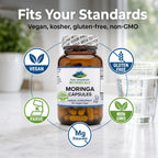 Pure Mountain Botanicals Moringa en Cápsulas - 1000mg Orgánico por Ración - 90 Cápsulas - Vegano Kosher Sin Gluten