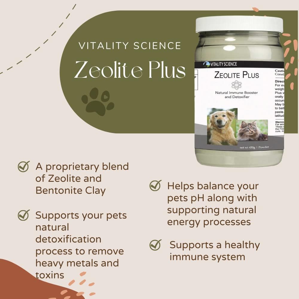 Vitality Science Zeolite Plus para Perros - Apoyo Inmunológico, Equilibrio del pH, Procesos Energéticos (450 g)