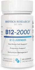BIOTICS RESEARCH B12-2000™ Vitamina B12 2000 mcg, B6, Folato – Pastillas sublinguales, Apoyo a la metilación, Alta potencia, Sabor a bayas, 60 unidades