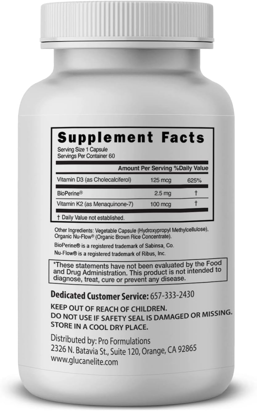 Pro Formulations MD D3 + K2 Elite – Vitamina D3 + Vitamina K2 – 60 Días – Alta Potencia, MK-7 Biodisponible