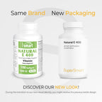Supersmart Natural E 400 (D-Alfa Tocoferol) 1200 UI al día - Suplemento de Vitamina E de Alta Absorción | No OGM - 100 Cápsulas Blandas