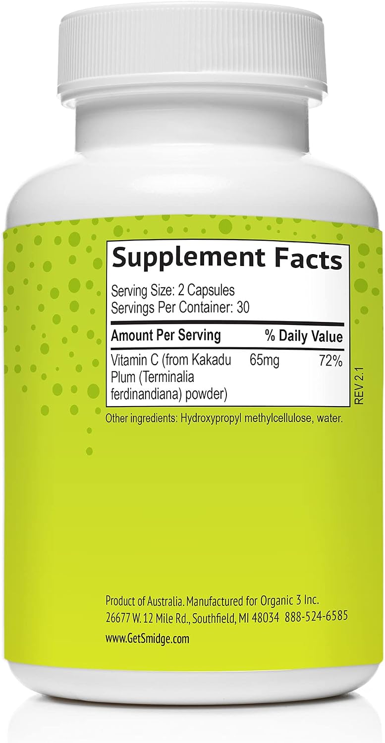 Smidge® Kakadu Plum Cápsulas de Vitamina C Natural, 60 Unidades