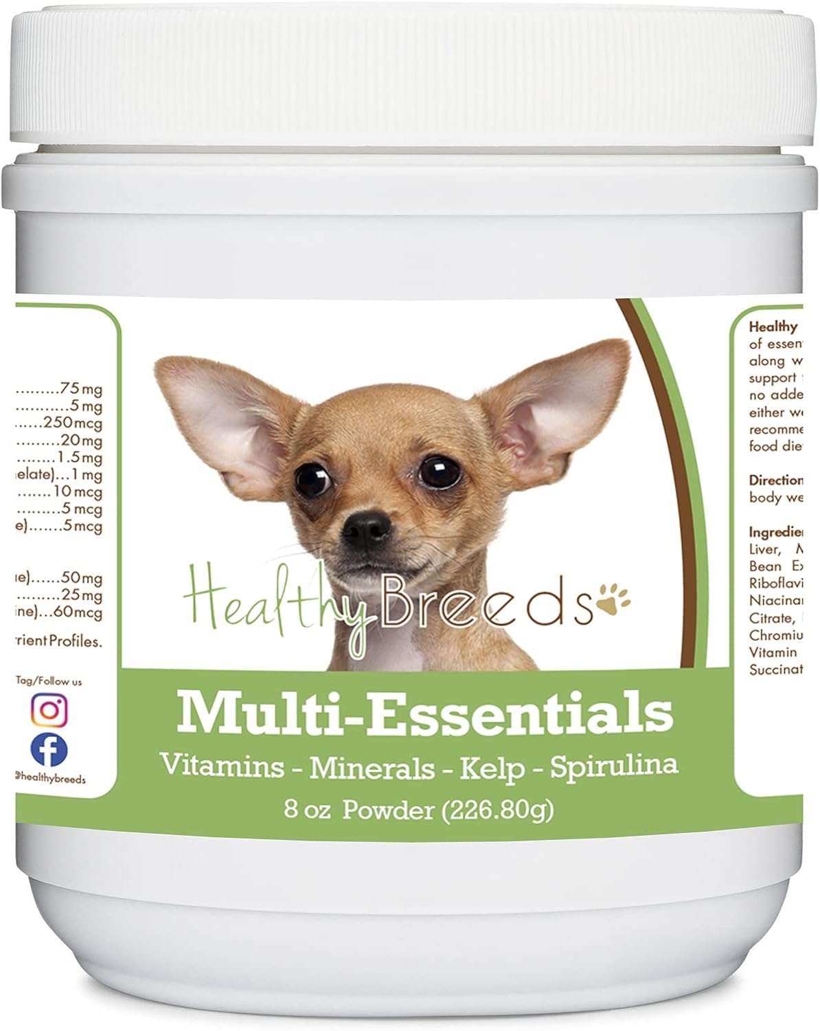 Healthy Breeds Chihuahua Multi-Essentials en Polvo para Perros - Un Suplemento Ideal de Vitaminas, Minerales y Antioxidantes para tu Perro - 227 g