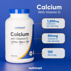 Nutricost Calcio con Vitamina D, 1200 mg Calcio + 50 mcg Vitamina D, 240 Comprimidos