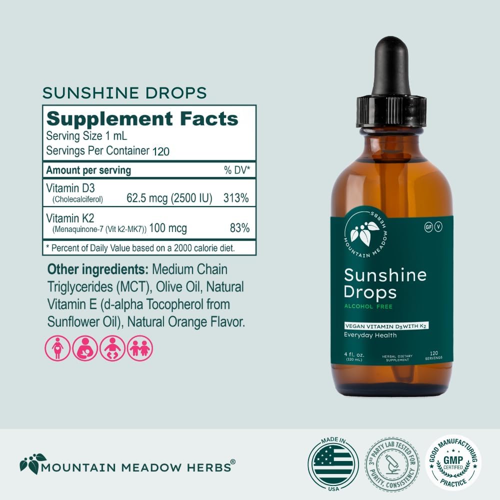 Mountain Meadow Herbs Sunshine Drops - Gotas de Vitamina D3 Vegana (118ml)