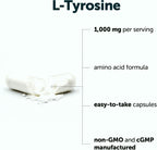 Micro Ingredients L-Tirosina 1000 mg, 240 Cápsulas | Suplemento de Aminoácidos No Transgénico