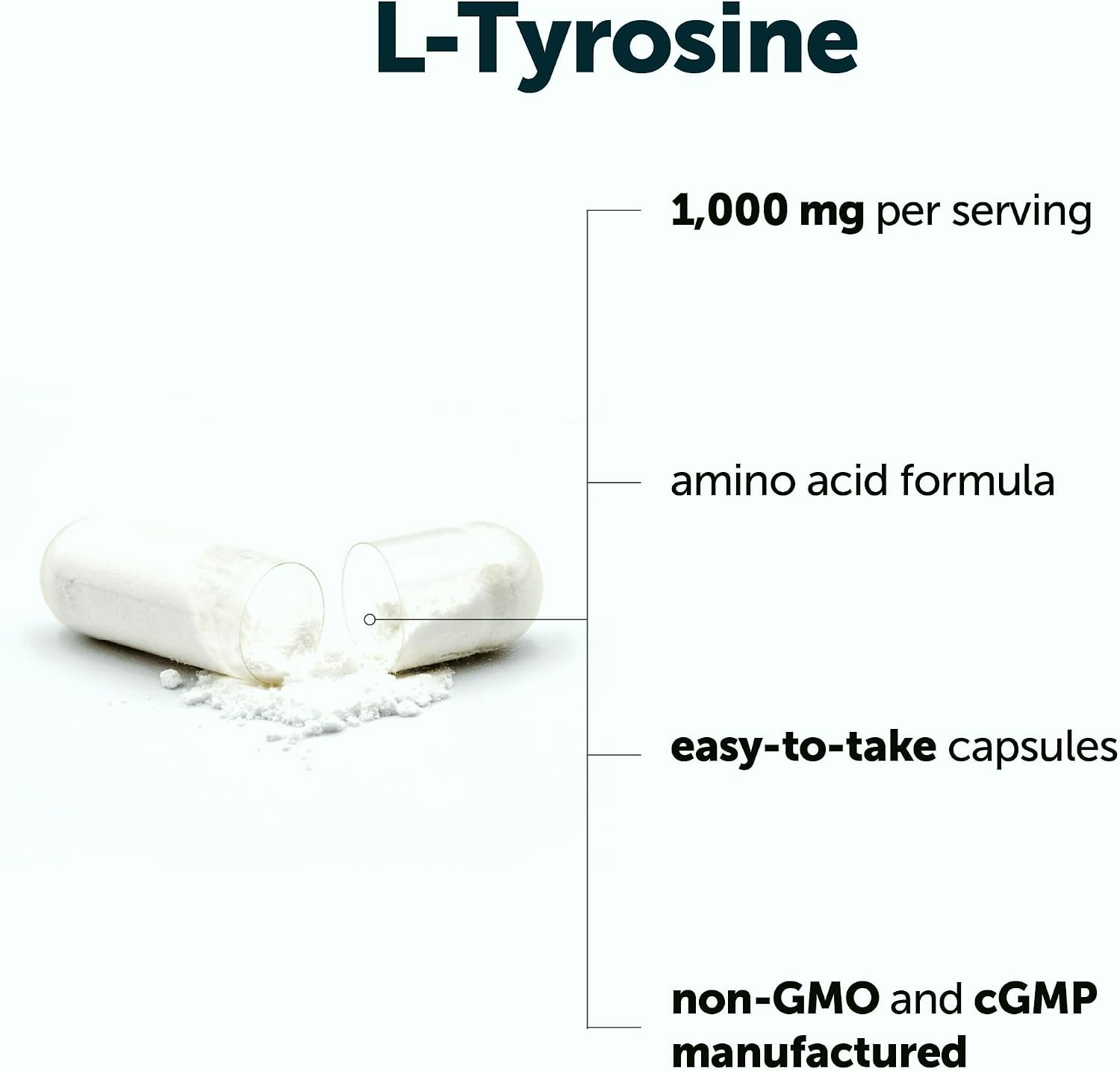 Micro Ingredients L-Tirosina 1000 mg, 240 Cápsulas | Suplemento de Aminoácidos No Transgénico