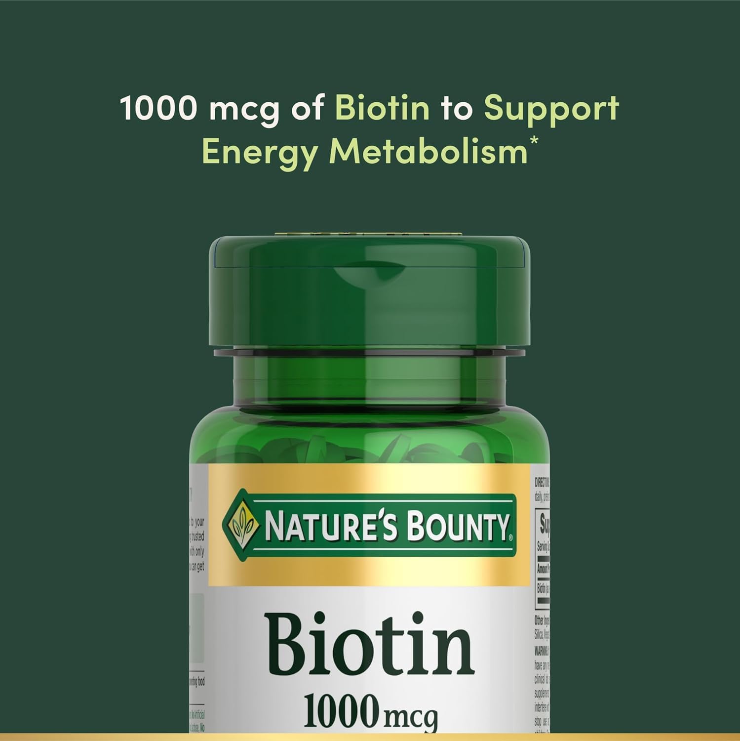 Nature's Bounty Biotina 1000 mcg Comprimidos Sabor Fresa, 100 Unidades (Pack de 3)