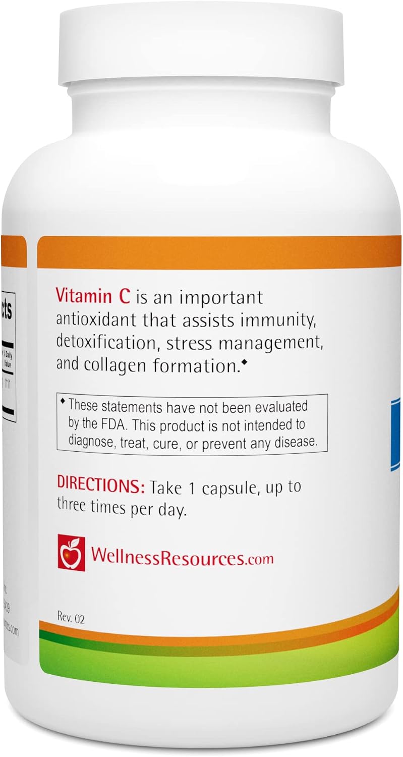 Wellness Resources Vitamina C 1000 mg - Cápsulas Vegetales No Transgénicas (100 Cápsulas)