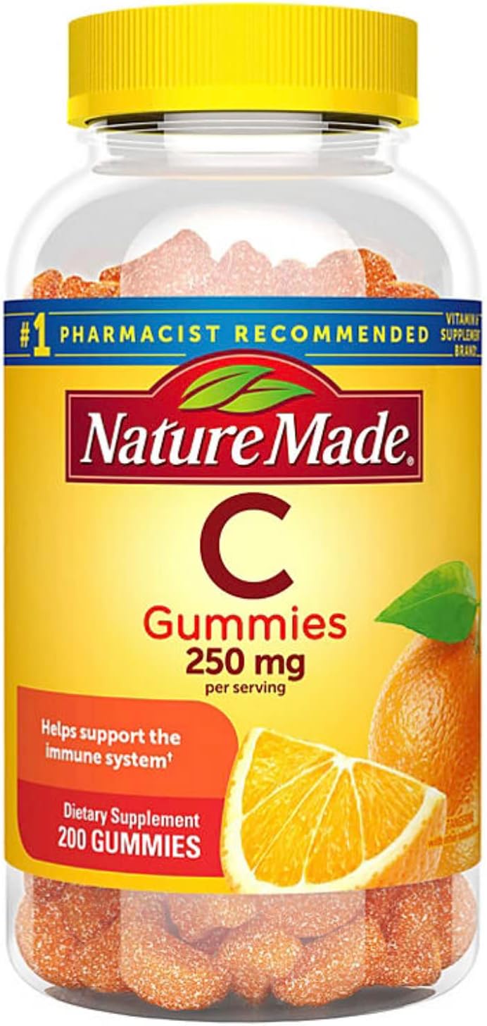 Nature Made Gomitas de vitamina C 250 mg por porción para el apoyo inmunológico diario, gomitas de vitamina C para el apoyo inmunológico de adultos, 80 unidades, suministro para 40 días
