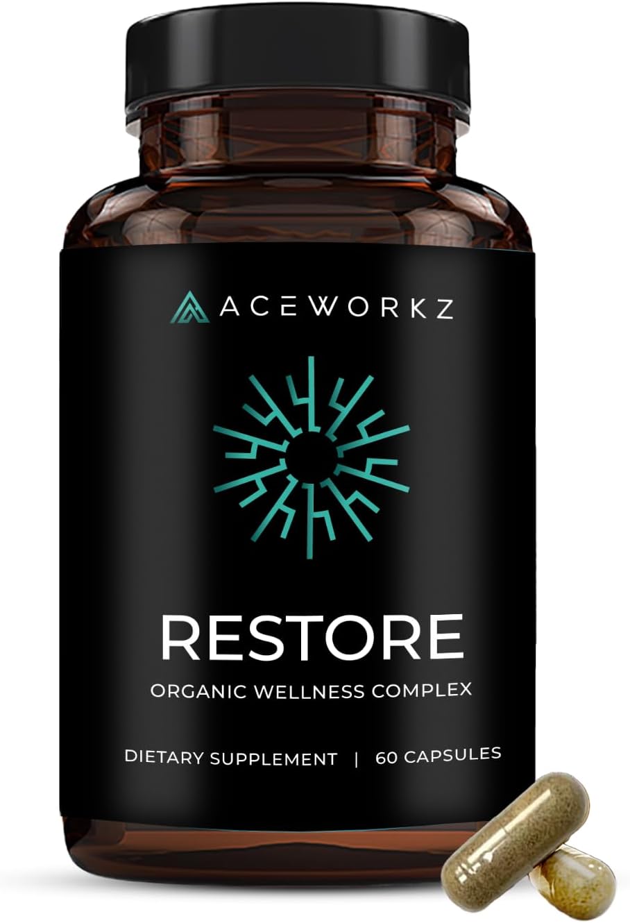 Restore Organic Sea Moss Mineral Complex – Daily Mineral Support with Black Seed Oil, Bladderwrack, Burdock, Ashwagandha, Turmeric, ACV & Shilajit – BioPerine® Enhanced Absorption (60 Capsules)