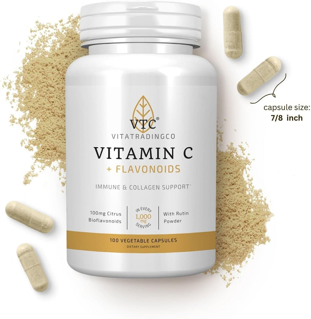 Vitamina C + Flavonoides 1000mg con Bioflavonoides Cítricos - 100 Cápsulas Veganas