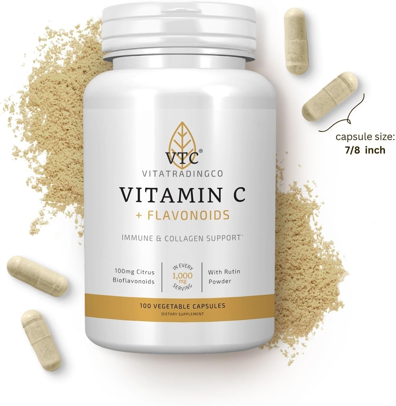 Vitamina C + Flavonoides 1000mg con Bioflavonoides Cítricos - 100 Cápsulas Veganas