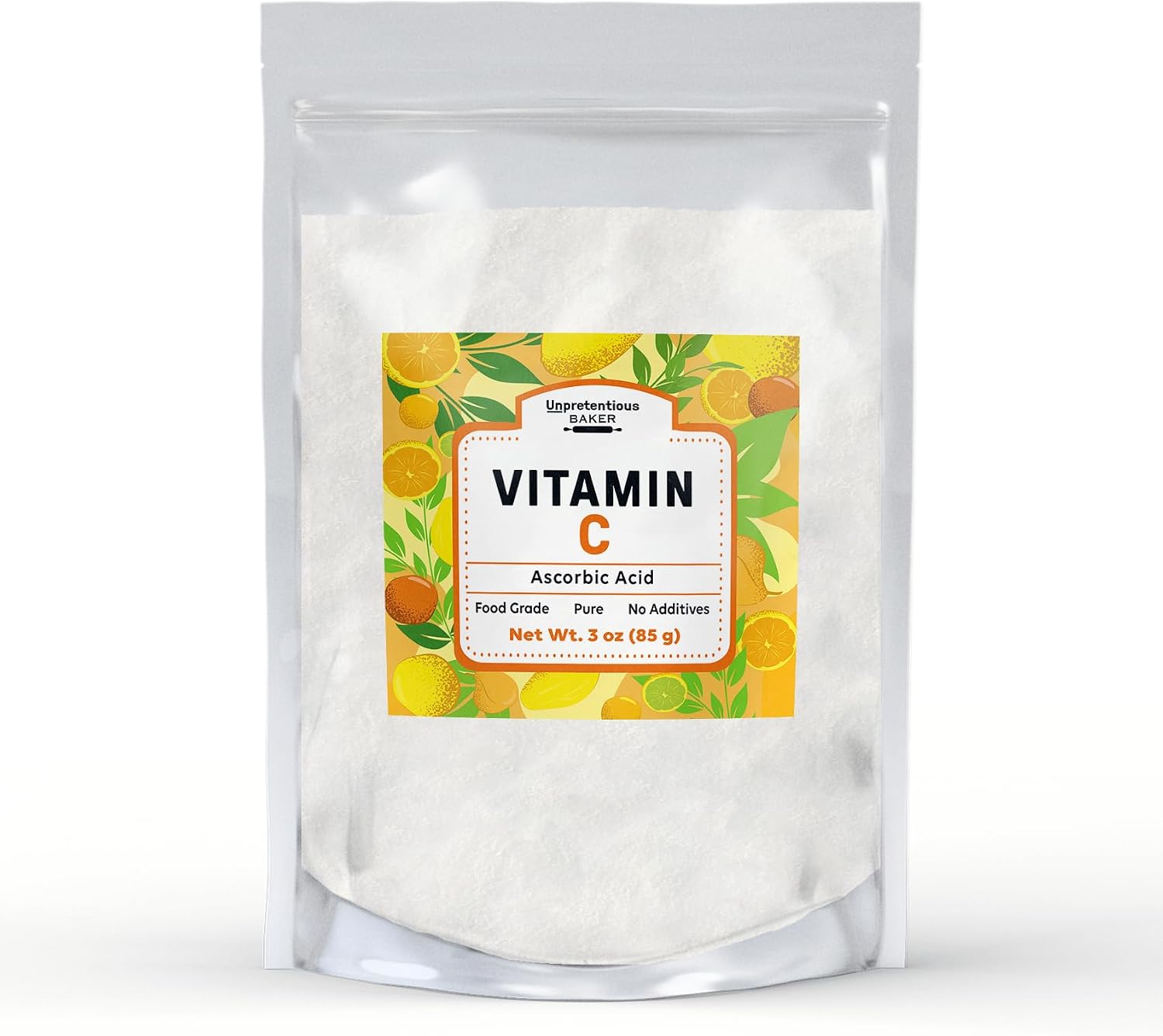 Unpretentious Vitamina C en Polvo - Ácido Ascórbico Puro, Bolsa Resellable (85 g)