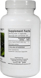 Supreme Nutrition Camu Supreme, 120 cápsulas vegetales de fruta de Camu Camu puro