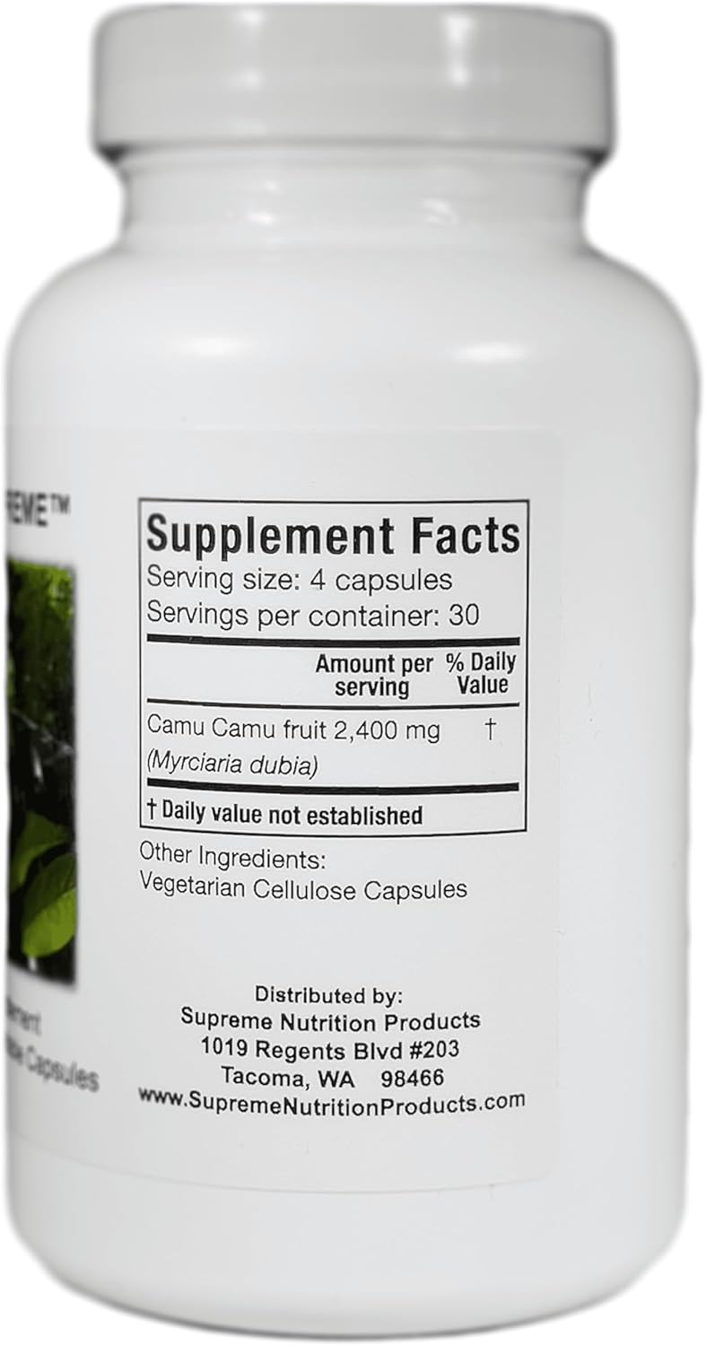 Supreme Nutrition Camu Supreme, 120 cápsulas vegetales de fruta de Camu Camu puro