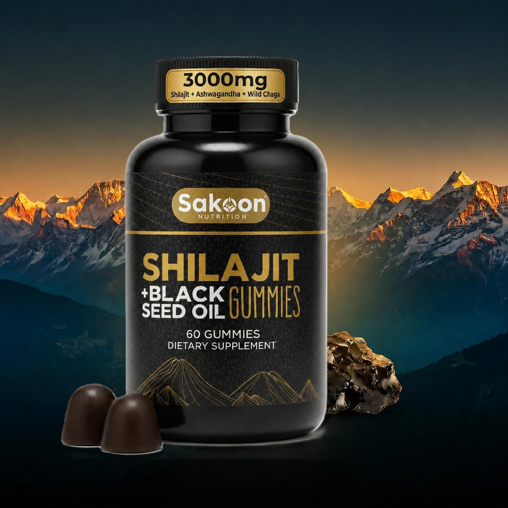 Pure Shilajit Gummies con Aceite de Semilla Negra – Alta Potencia – 60 Gomitas
