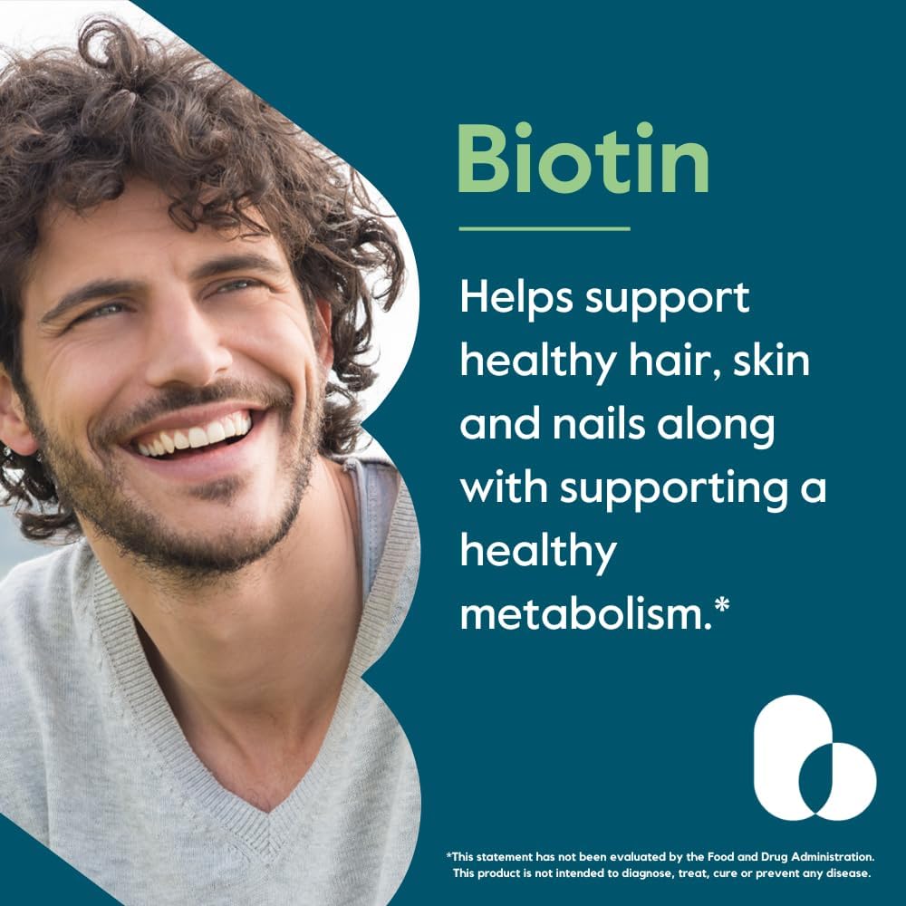BESTVITE Biotina 10,000mcg (240 Cápsulas Vegetarianas) - Sin Estearatos - Sin Fosfato Dicálcico - Vegano - No GMO - Sin Gluten