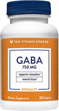 The Vitamin Shoppe GABA 750mg (Gamma-Aminobutyric Acid) - 90 Comprimidos