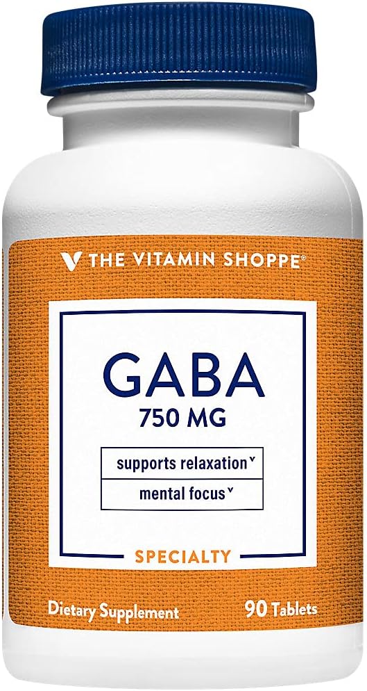 The Vitamin Shoppe GABA 750mg (Gamma-Aminobutyric Acid) - 90 Comprimidos