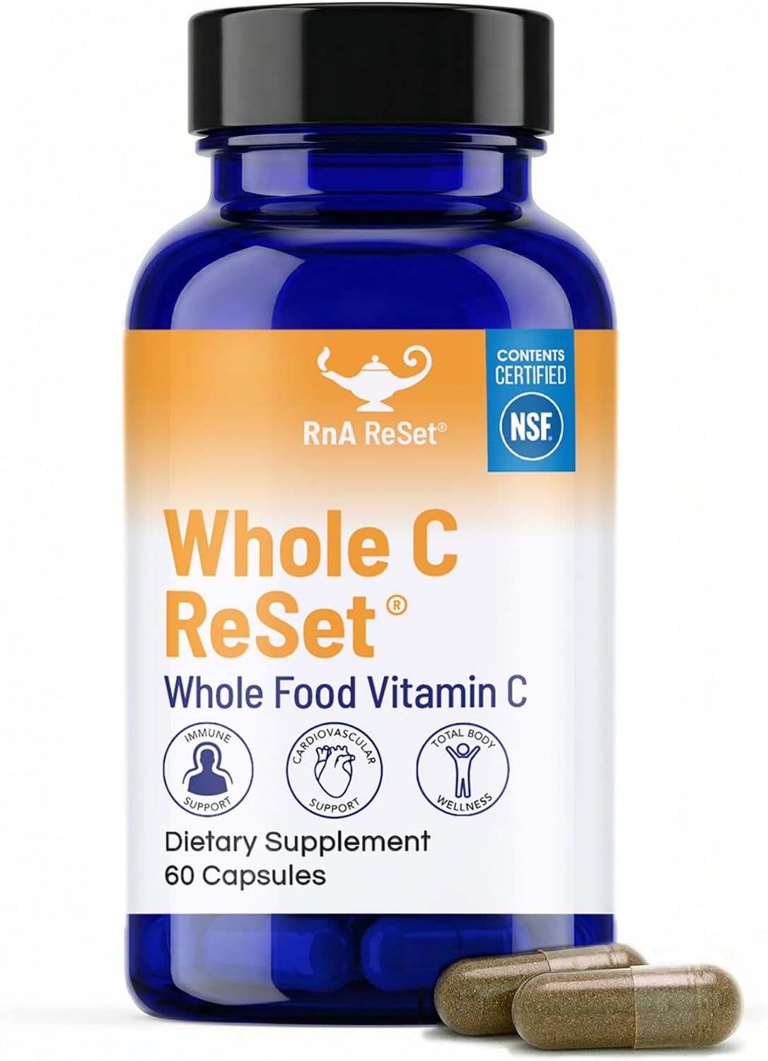 RnA ReSet Whole C Reset – Complejo de Vitamina C Orgánico con Bioflavonoides y Polifenoles, 60 Cápsulas