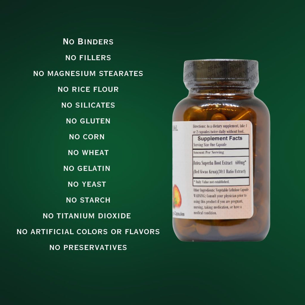 Barlowe's Herbal Elixirs Butea Superba Extract 30:1 - 600 mg por cápsula - 60 cápsulas veganas
