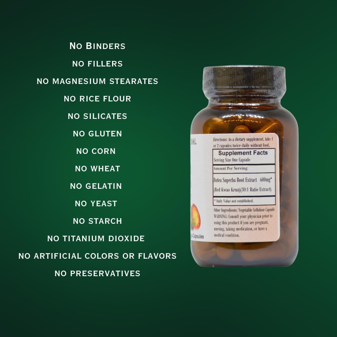 Barlowe's Herbal Elixirs Butea Superba Extract 30:1 - 600 mg por cápsula - 60 cápsulas veganas