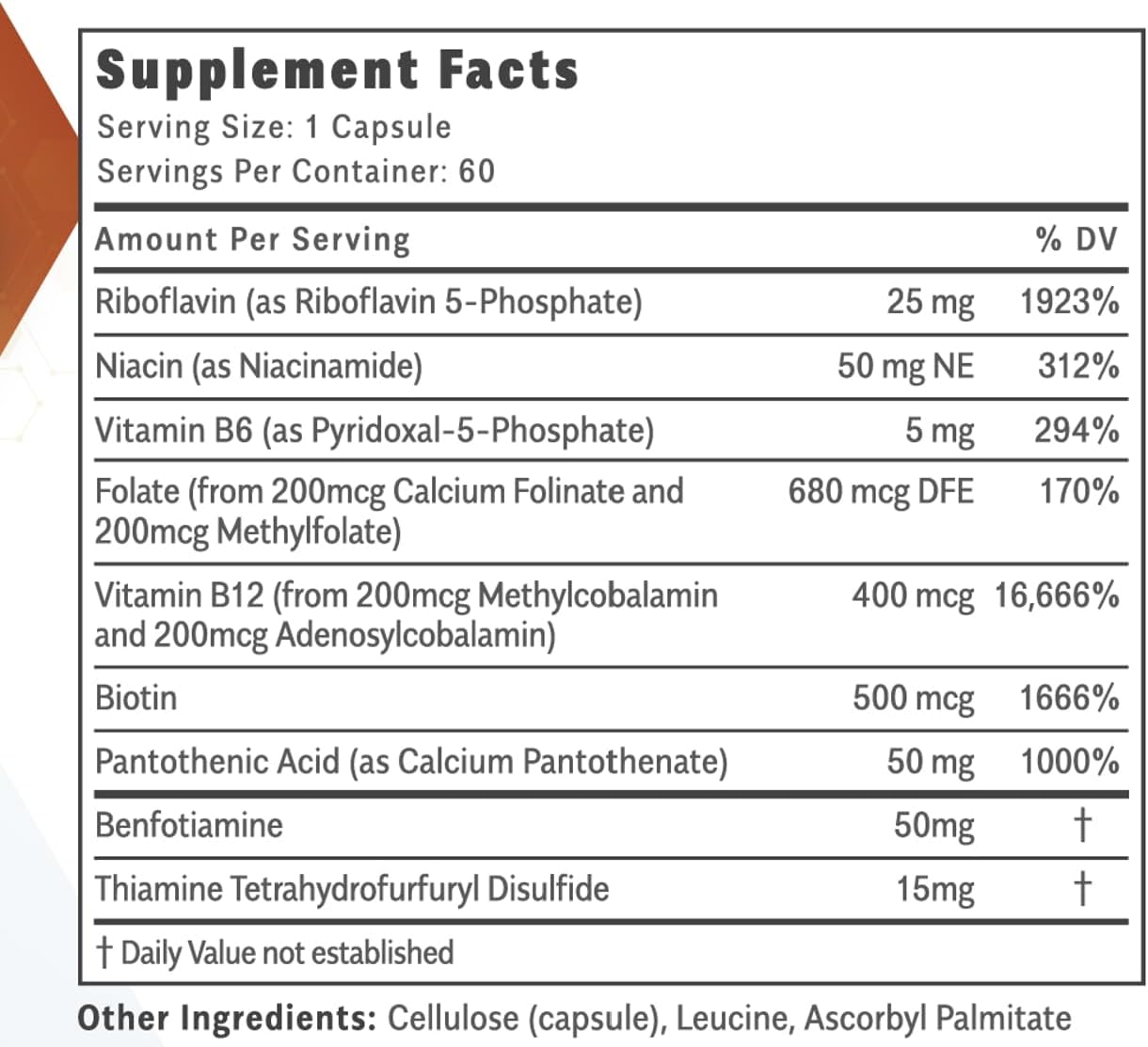 Objective Nutrients Thiactive B Complex - Complejo B con TTFD y Benfotiamina, 60 Cápsulas