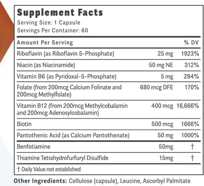 Objective Nutrients Thiactive B Complex - Complejo B con TTFD y Benfotiamina, 60 Cápsulas – Image 2