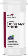 Bariatric Advantage FloraVantage Probiótico Masticable - 10 mil millones de UFC - Sabor a uva - 90 comprimidos