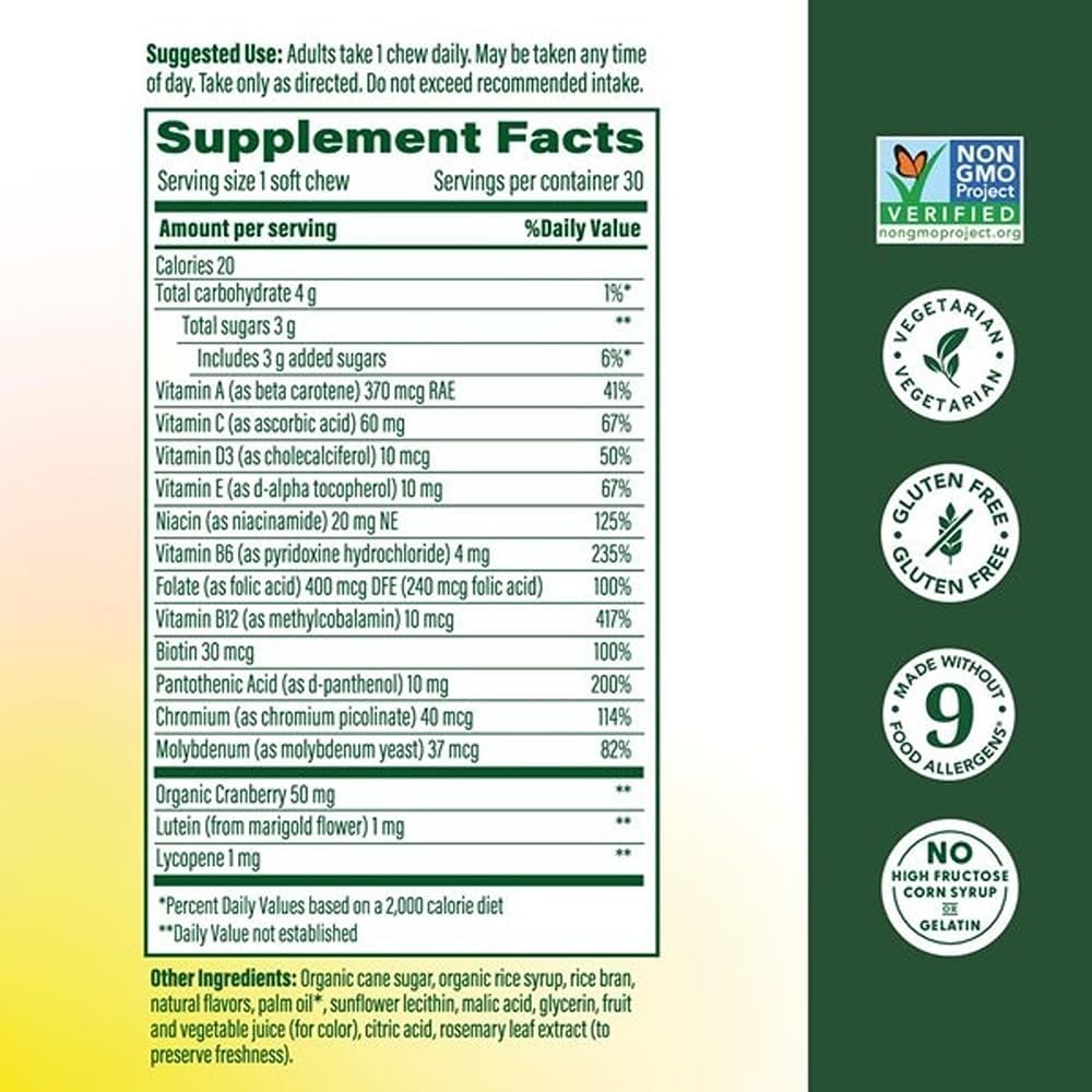 MegaFood Multivitamínico para Mujeres, 30 Comprimidos Masticables Sabor Bayas Mixtas