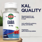 KAL GABA Suplemento, 120 Micro Comprimidos de Disolución Instantánea, Sabor Cereza Natural